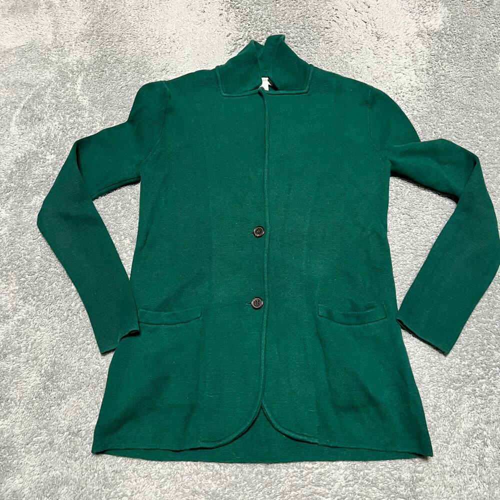 J Crew Jacket Womens Small Sweater Blazer G9309 Green Knit Cotton  Two Button